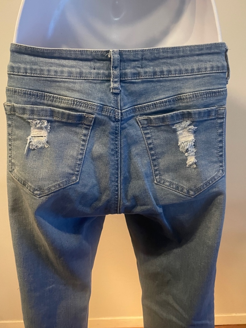 WAX Size 7 Ripped Distressed High-Rise Skinny Women's Light Blue Jeans - Picture 9 of 16